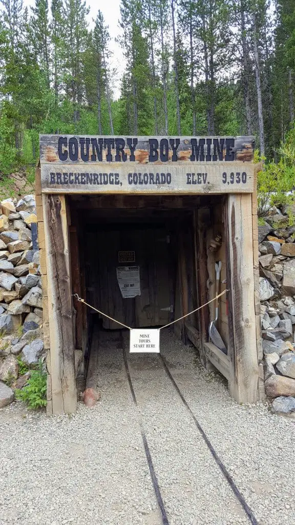 The entrance to the Country Boy Mine in Breckenridge, Colorado. One of the Gold mine tours in Colorado