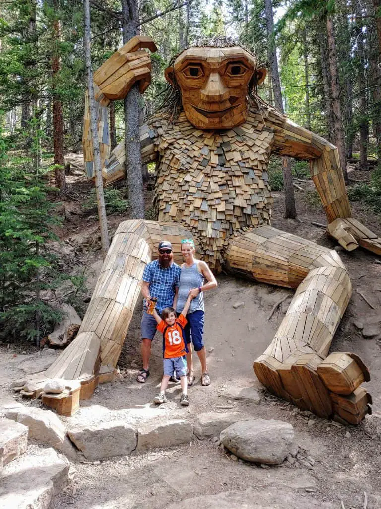 Chad, Diane, and Eli in front of the Breckenridge Troll