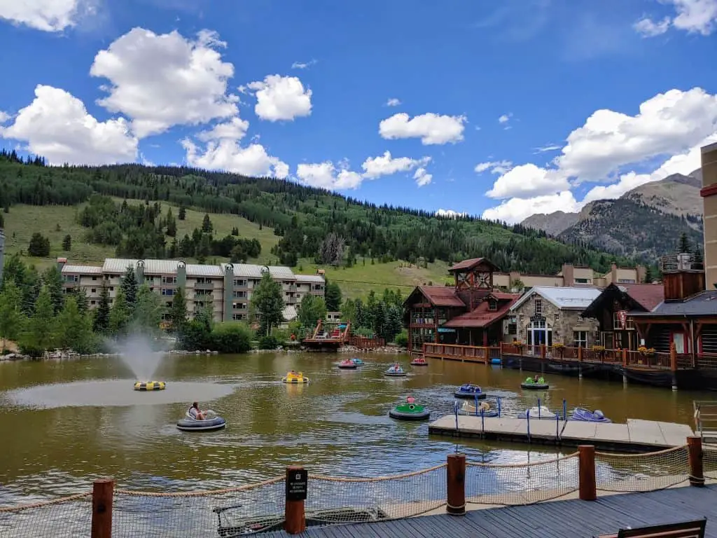 Bumper boats on west lake at Copper Mountain