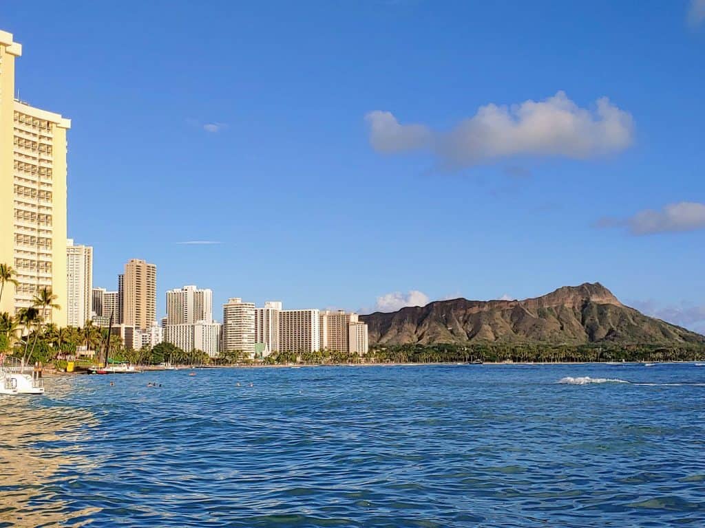 Waikiki Beach with Diamond Head in the background, Honolulu Hawaii