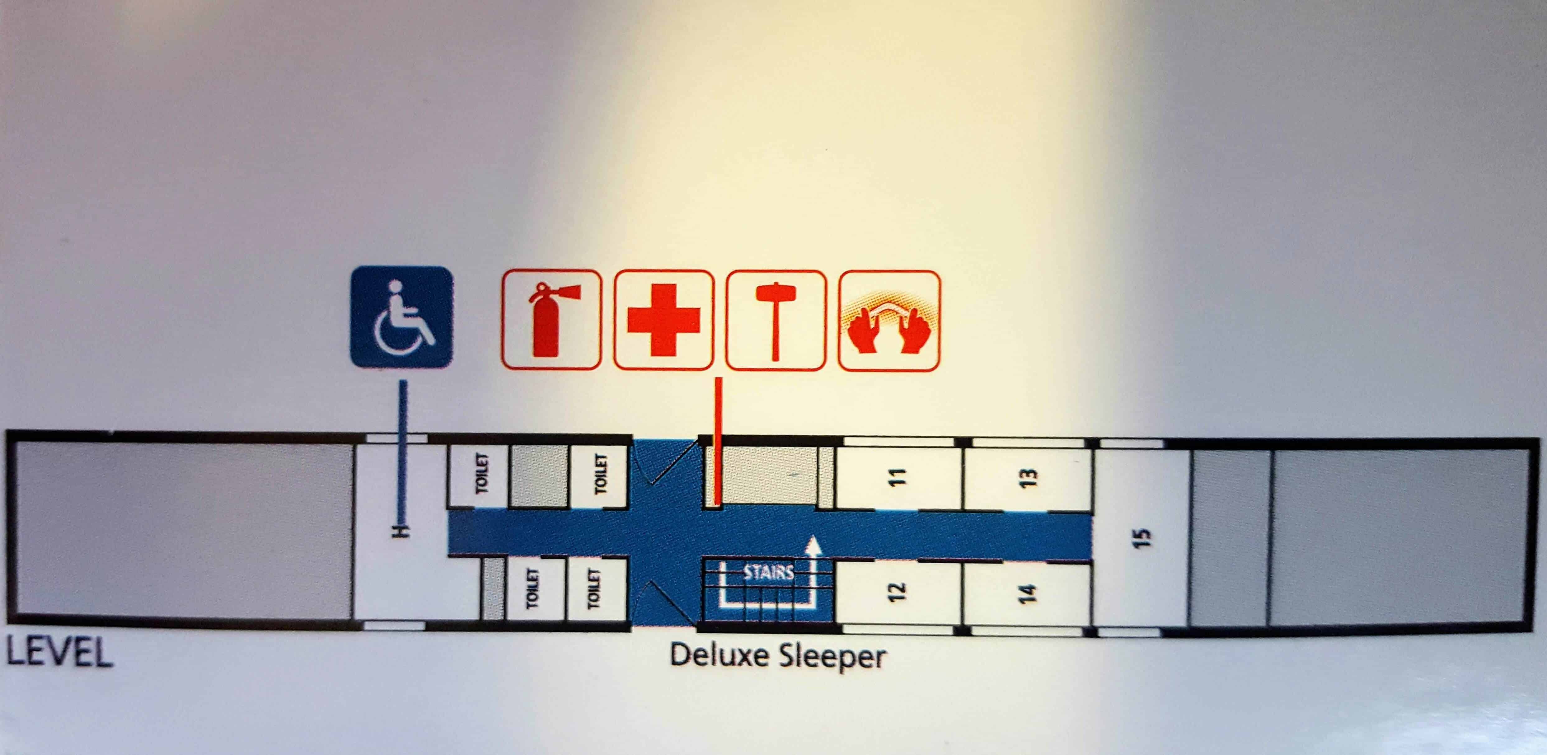 map of the family bedroom level of the Amtrak Sleepercar