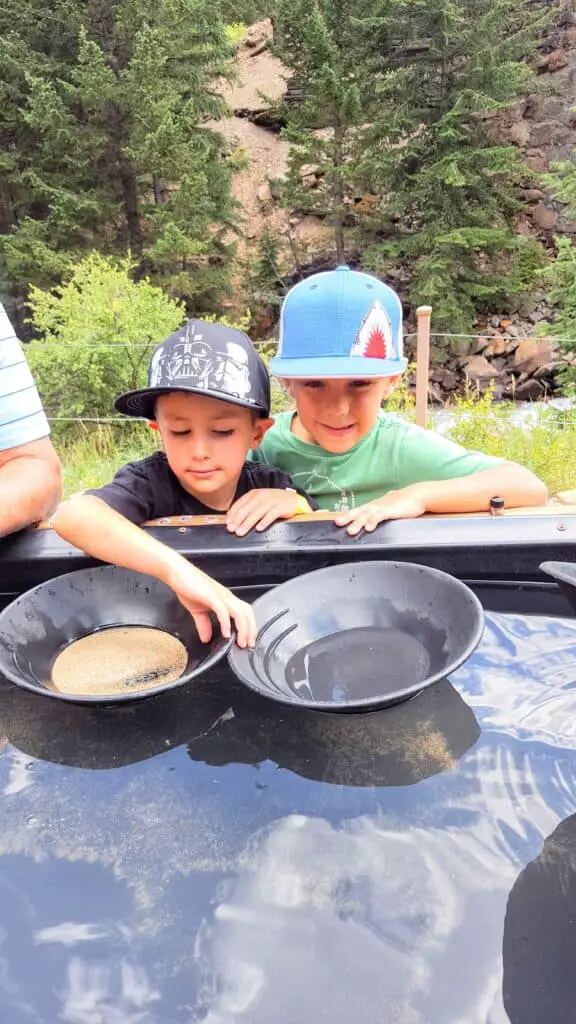 boys panning for gold at the Everett Mine in Georgetown