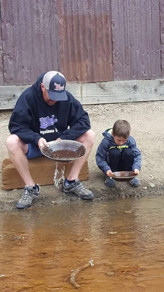 Eli panning for gold at Country Boy Mine in Breckenridge, Colorado