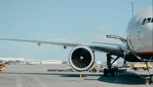 Airplane on the runway at an airport