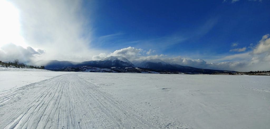 Groomed trail on lake dillon