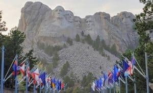 Flags leading to Mount Rushmore
