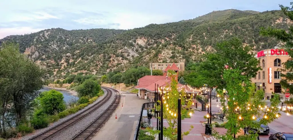 Railroad Tracks and the Amtrak station in Glenwood Springs Colorado