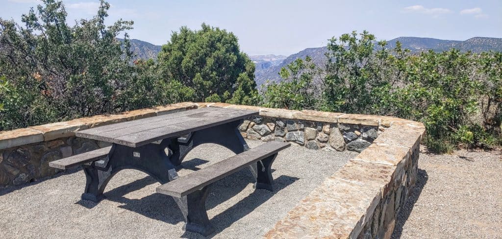 Picnic table overlooking Black Canyon of the Gunnison National Park in Colorado