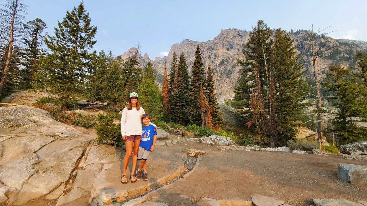 Mom and son at Inspiration Point in Grand Teton National Park