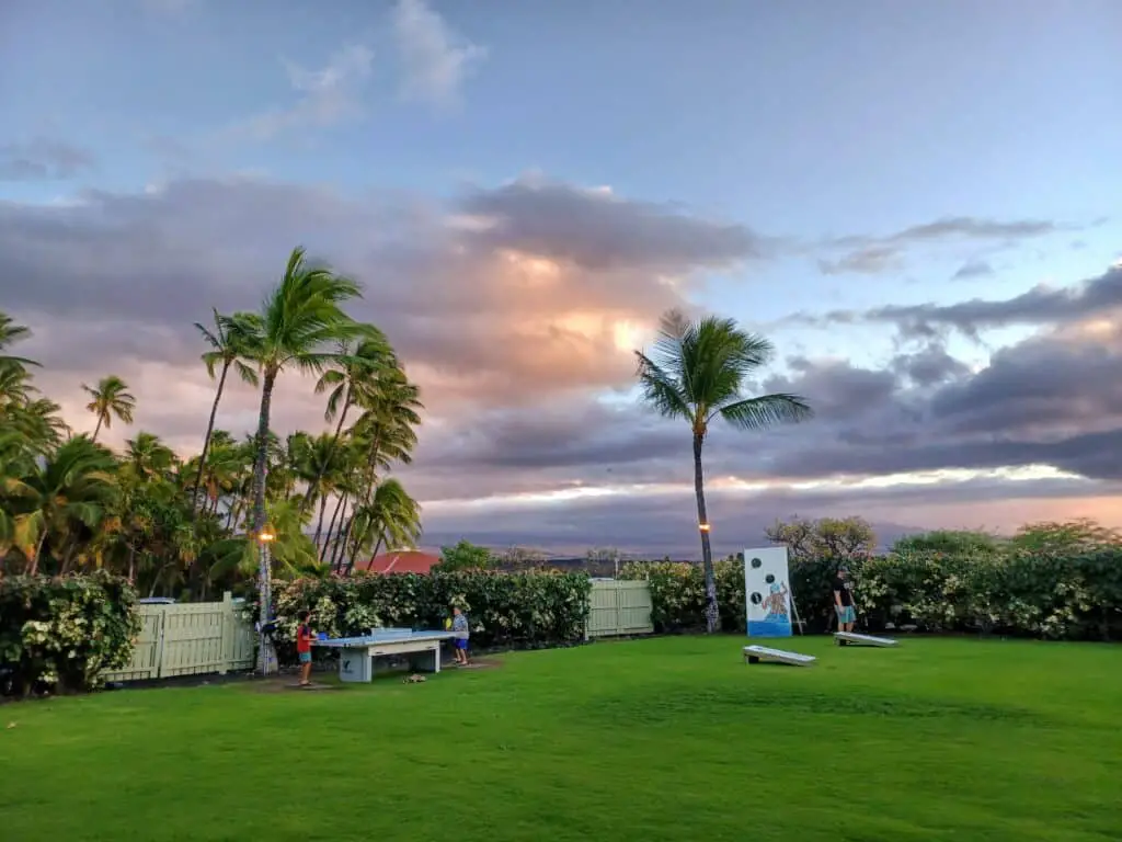 Lawn games at Lava Lava Beach Club in Waikoloa, Hawaii