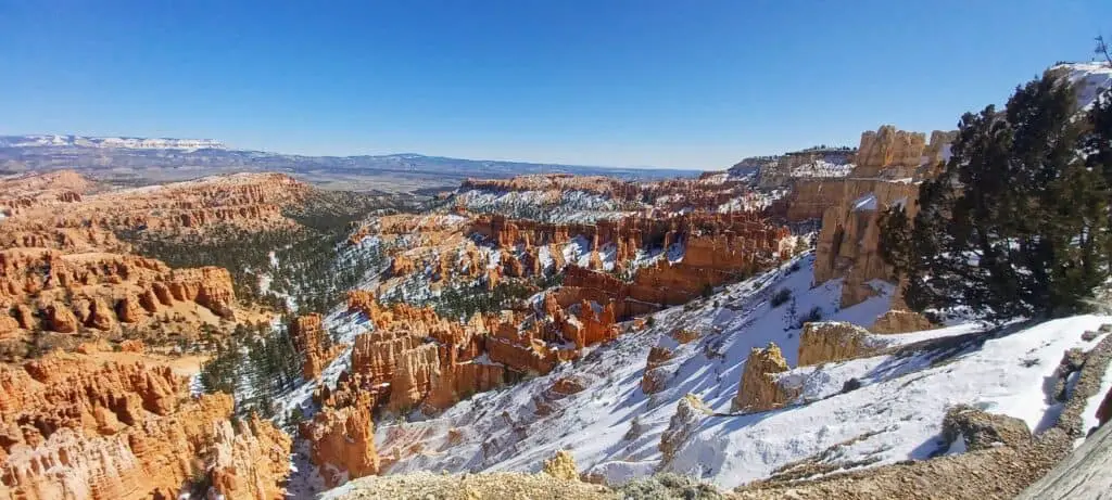 Bryce Canyon National Park covered with snow in the winter