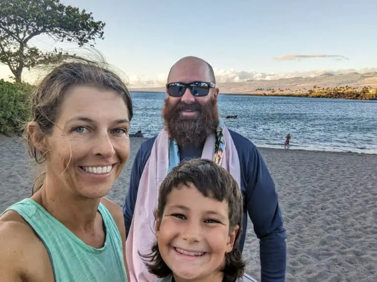 Family on the beach in Hawaii