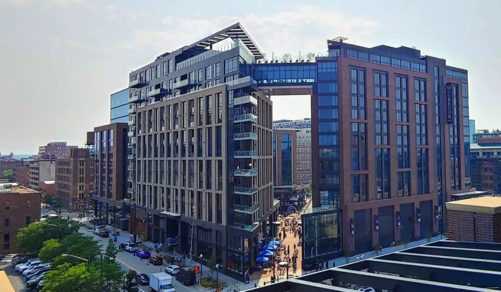 view of McGregor Square in Denver from Coors Field