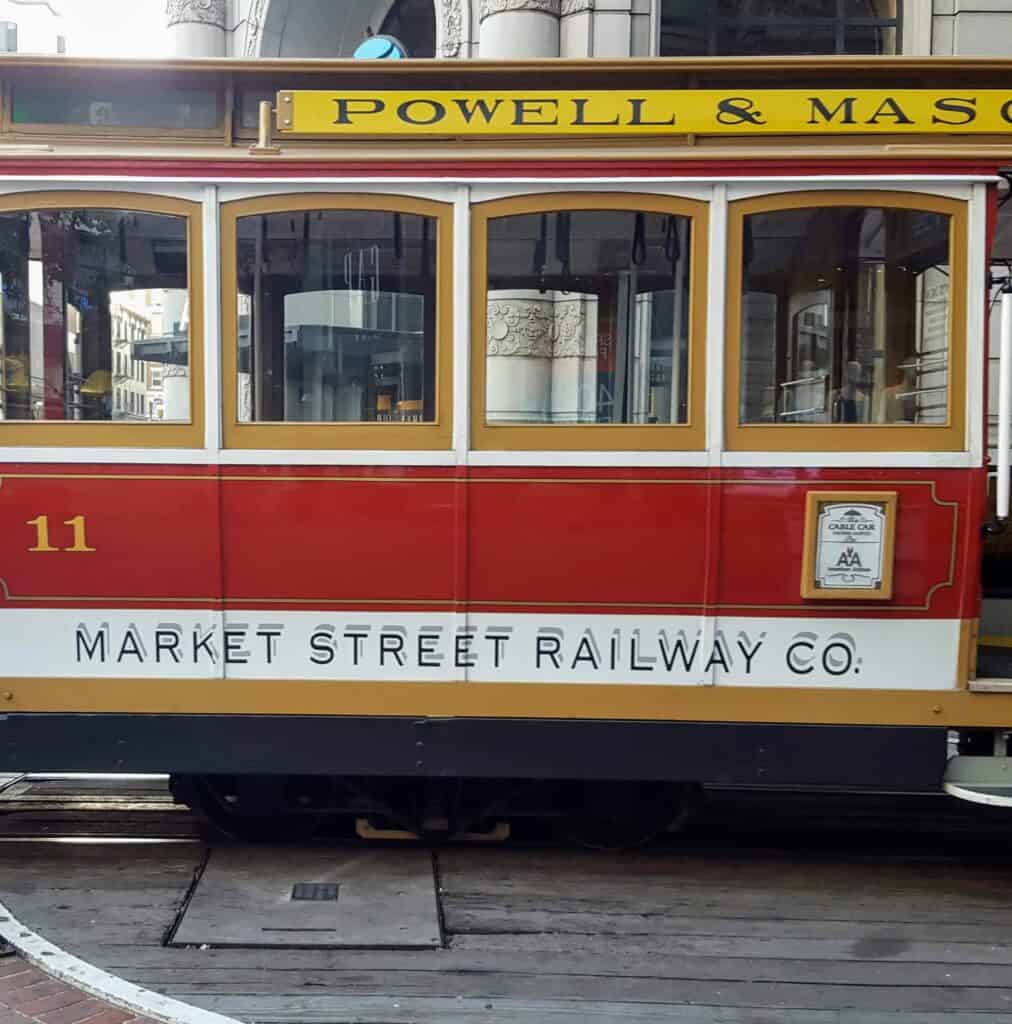 Street view from the cable car in San Francisco