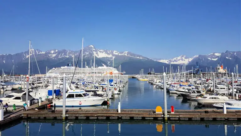 fishing boats in the harbor in Seward Alaska