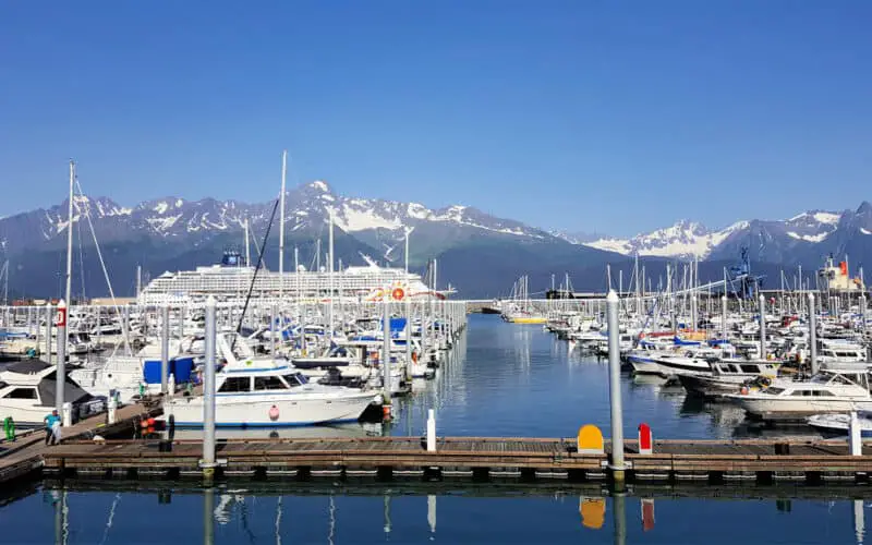 fishing boats in the harbor in Seward Alaska